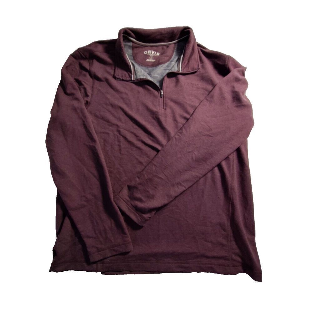 Orvis Golf Quarter Zip Pullover Sweater L Mens Purple Long Sleeve 585
